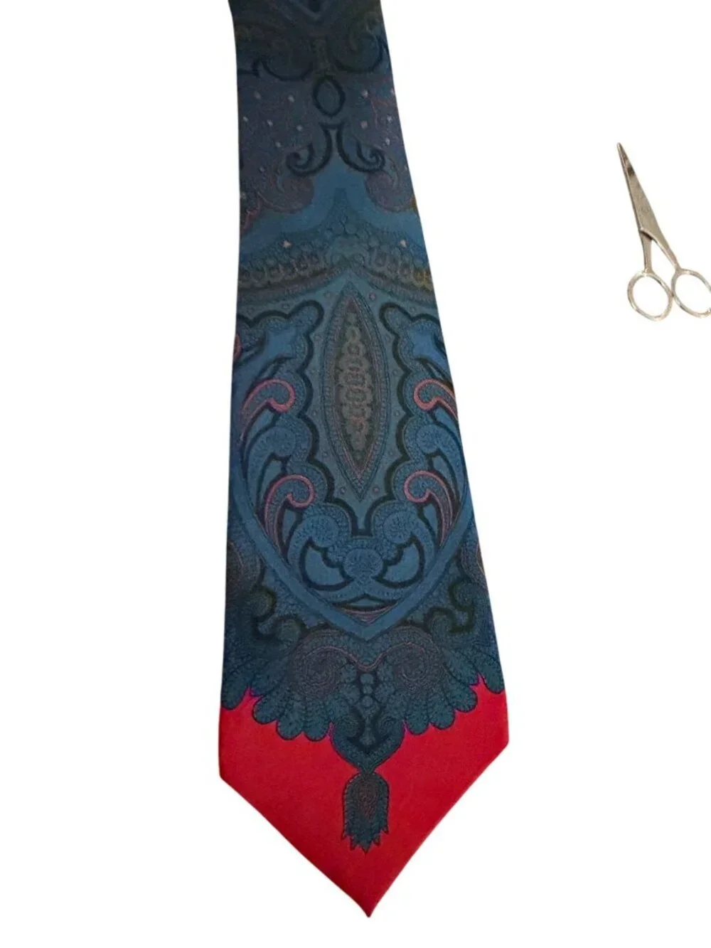 Polo Ralph Lauren Mens Tie Silk Two-tone Paisley Pattern OS Pointed-end Vintage